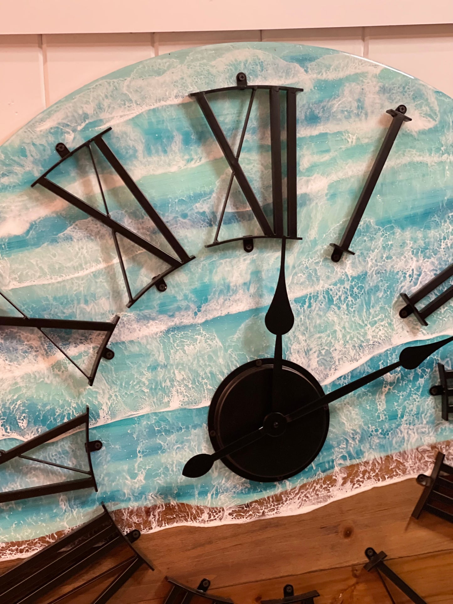 36 inch Resin beach clock  - Sandy Sunset Art