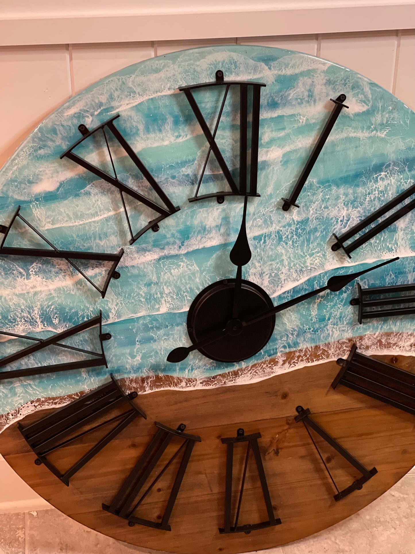 36 inch Resin beach clock  - Sandy Sunset Art