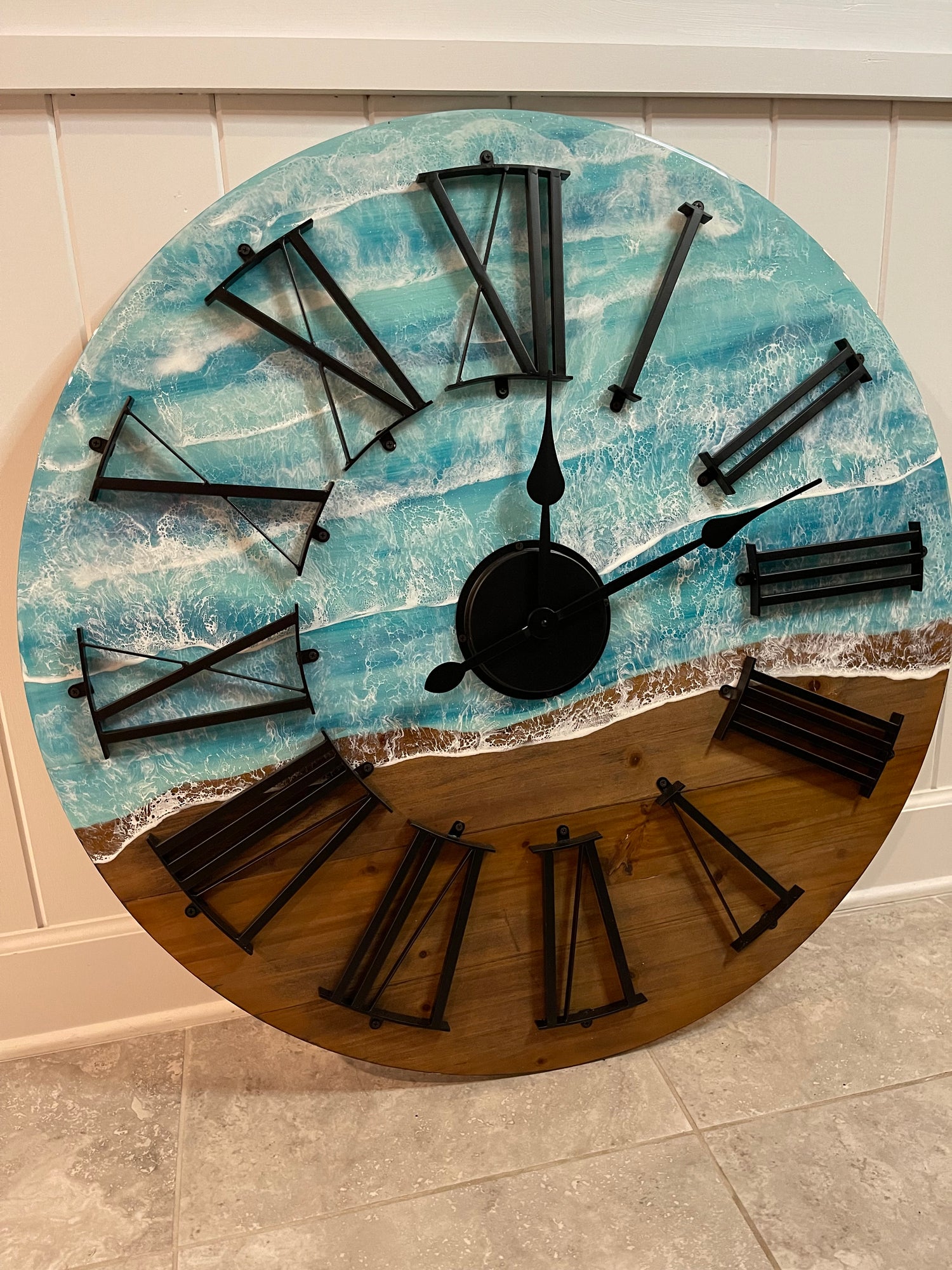 36 inch Resin beach clock - Sandy Sunset Art