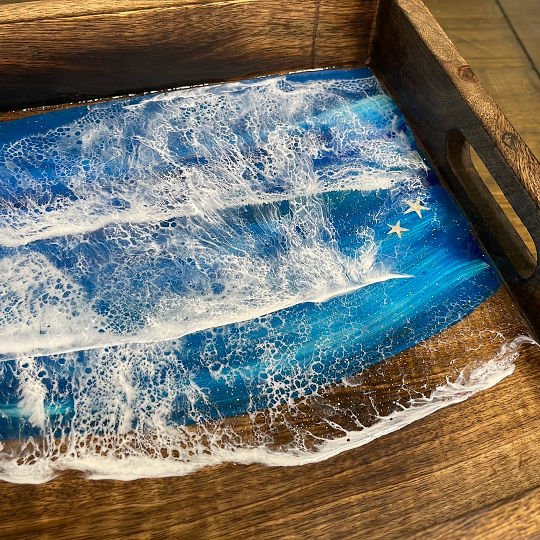 Resin beach tray with starfish