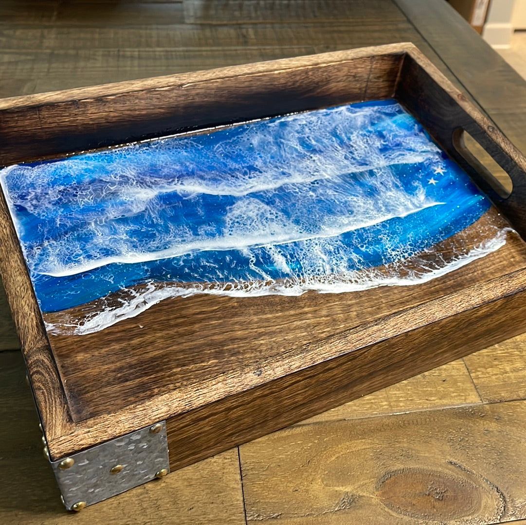 Resin beach tray with starfish